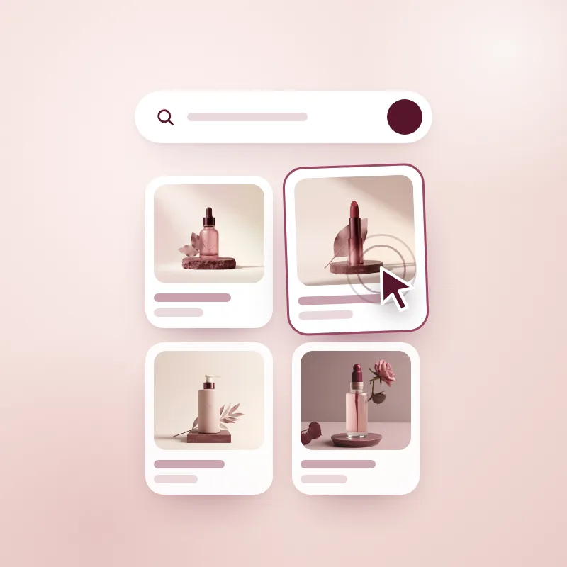 Cursor selecting a product card in the shop grid