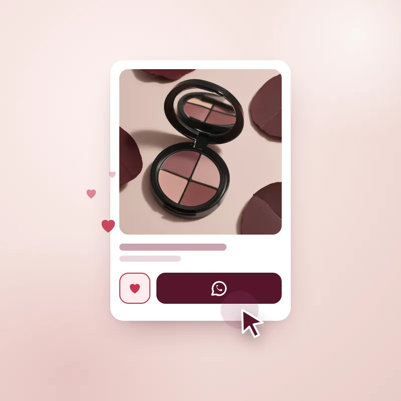 Wishlist heart and contact seller buttons on a product card