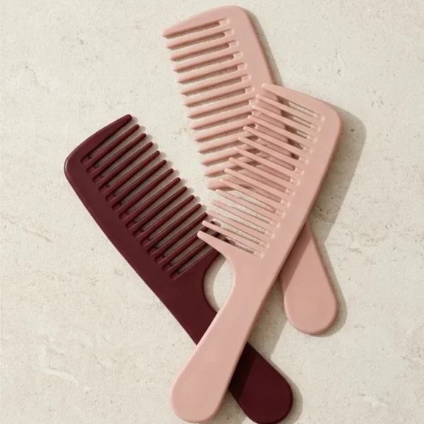 Rose & Burgundy Wide-Tooth Comb Set – 3 Pieces